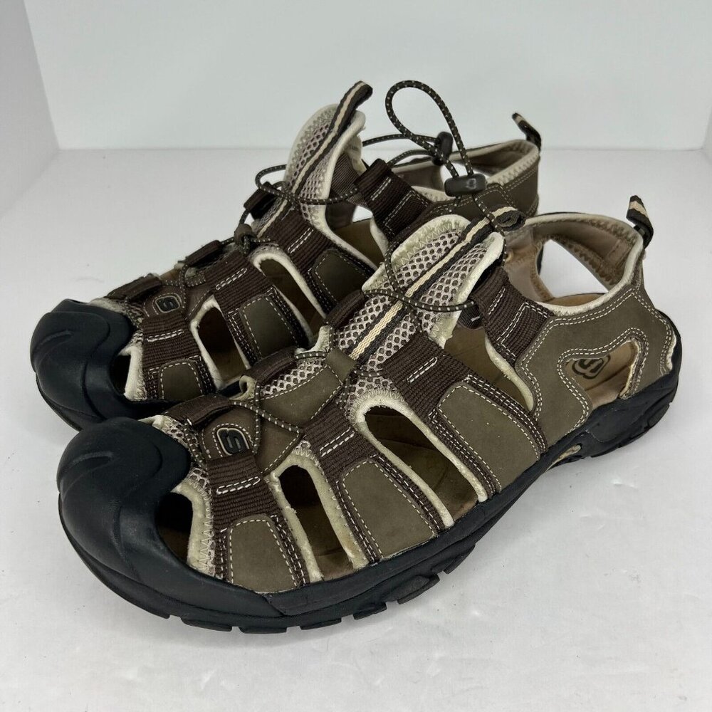 Skechers Mens 50492 Brown Tan Journeyman Waterproof Bungee Lace Size 12 Sandals